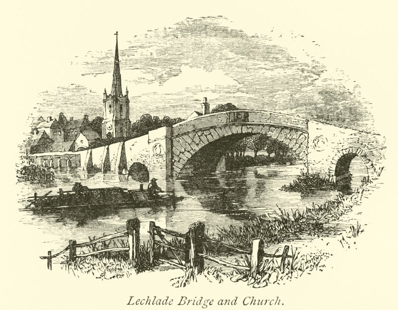 Most i kościół Lechlade autorstwa English School