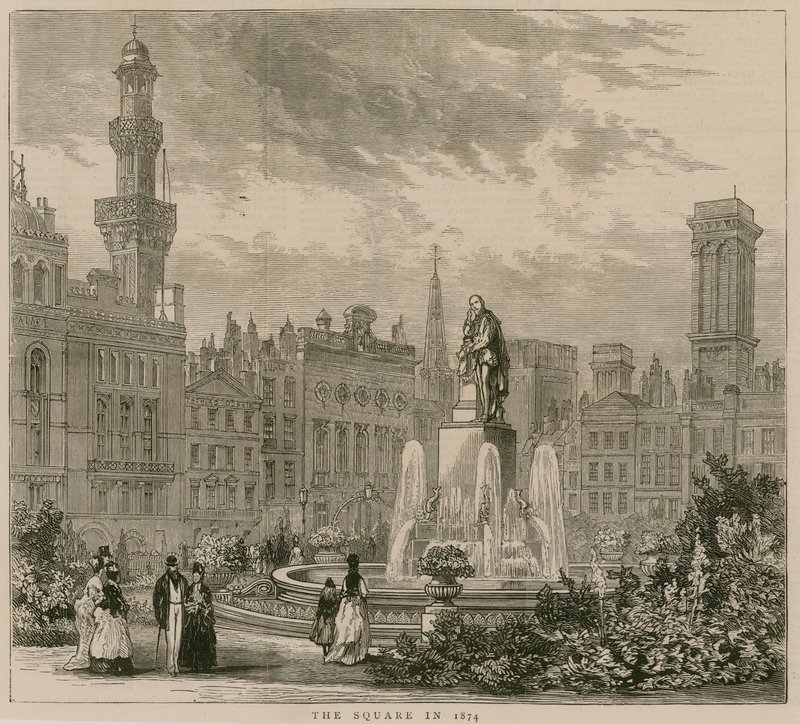 Leicester Square, Londyn, 1874 r. autorstwa English School