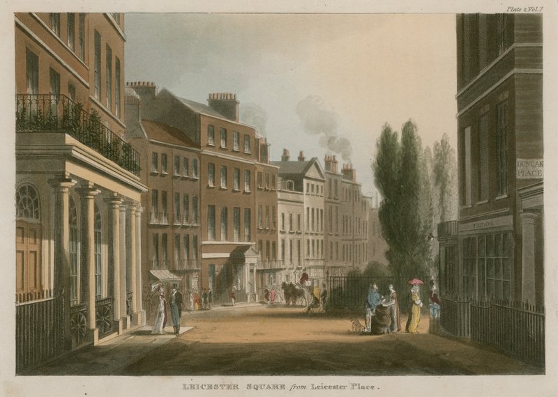 Leicester Square z Leicester Place w Londynie autorstwa English School