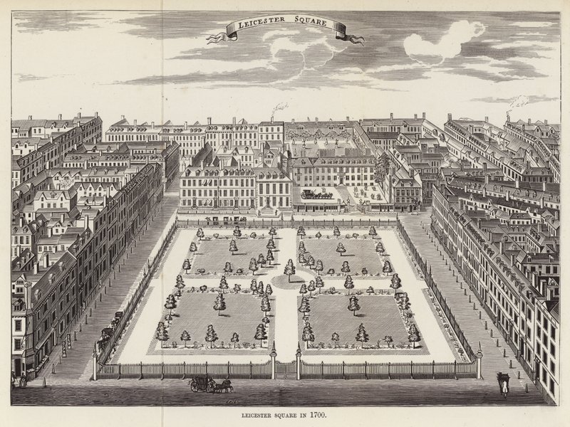 Plac Leicester w 1700 autorstwa English School