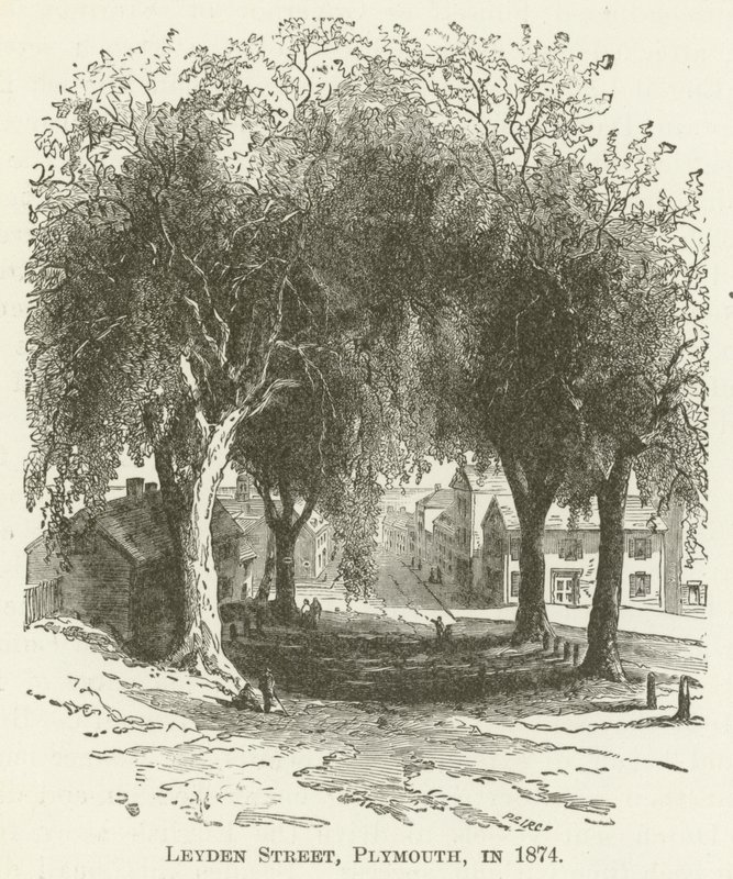 Leyden Street, Plymouth, w 1874 r. autorstwa English School