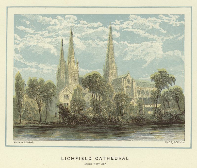 Katedra w Lichfield, widok na południowy zachód autorstwa English School