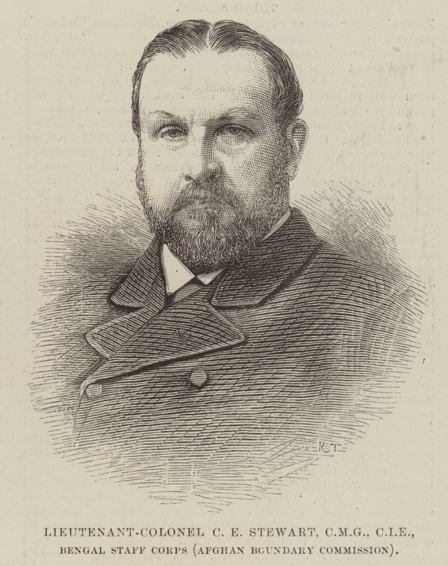 Podpułkownik C E Stewart, CMG, CIE, Bengal Staff Corps (Afgańska Komisja Graniczna) (rycina) autorstwa English School