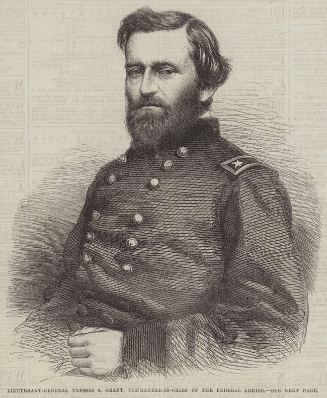 Generał porucznik Ulysses S Grant, naczelny dowódca armii federalnej (rycina) autorstwa English School