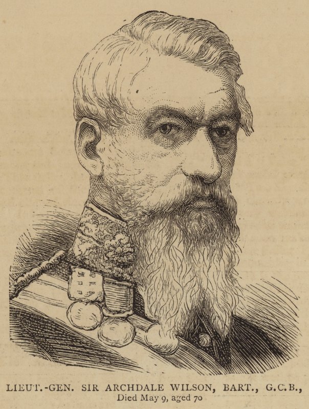 Generał porucznik Sir Archdale Wilson, Baronet, GCB (grawerowanie) autorstwa English School