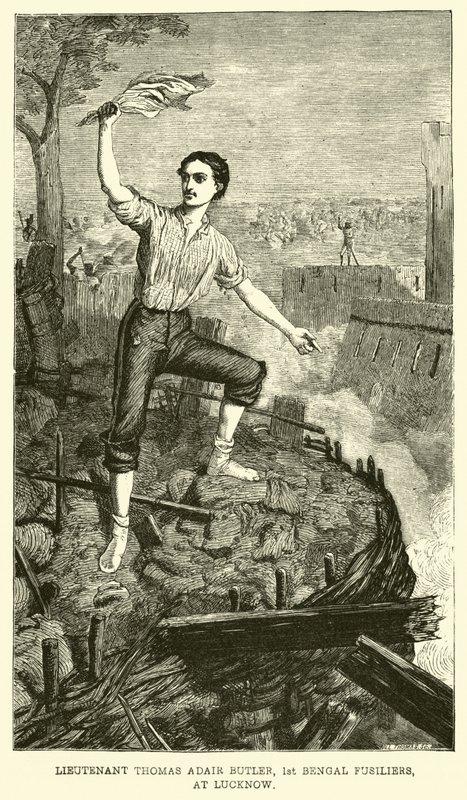 Porucznik Thomas Adair Butler, 1. Pułk Fizylierów Bengalskich, w Lucknow autorstwa English School