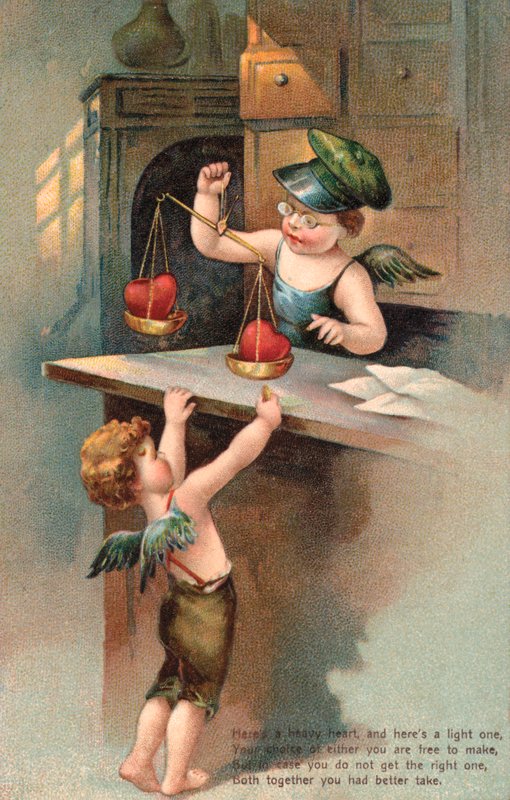 Lekkie i ciężkie serce (chromolitho) autorstwa English School