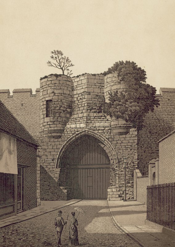 Lincoln, Castle Gateway (litografia) autorstwa English School