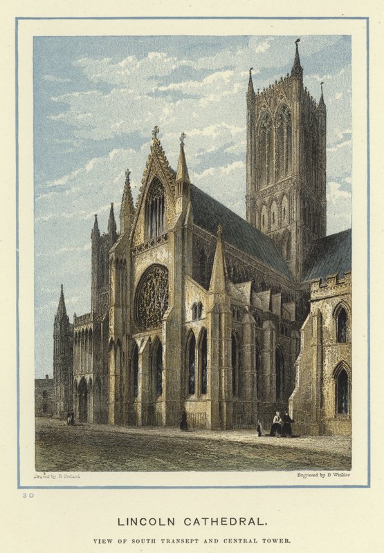 Katedra w Lincoln, widok na południowy transept i centralną wieżę autorstwa English School