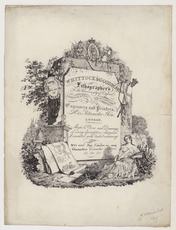 Litograf, Whittock & Goodman, karta handlowa autorstwa English School