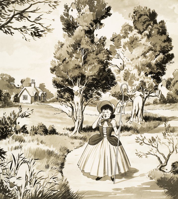 Strona łamigłówki Little Bo Peep autorstwa English School