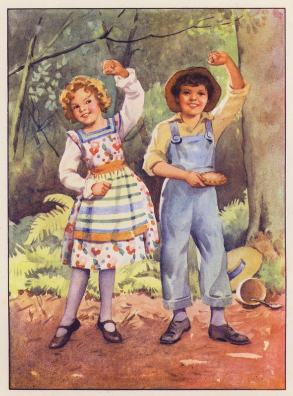 Mały Jack Horner i Mała Miss Muffet (kolorowa litografia) autorstwa English School