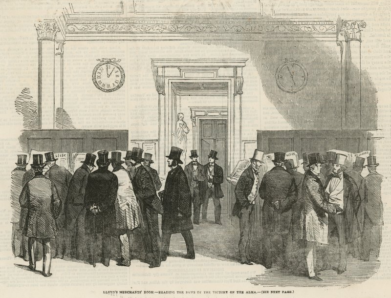 Lloyds Merchants Room - czytanie wiadomości o zwycięstwie na Alma autorstwa English School