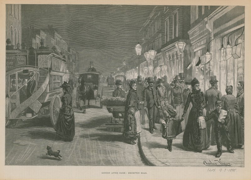 Londyn po zmroku: Brompton Road autorstwa English School