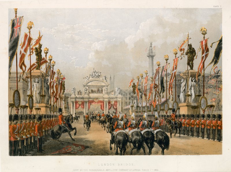 London Bridge, utrzymywany przez Honorable Artillery Company of London, 7 marca 1863 r autorstwa English School