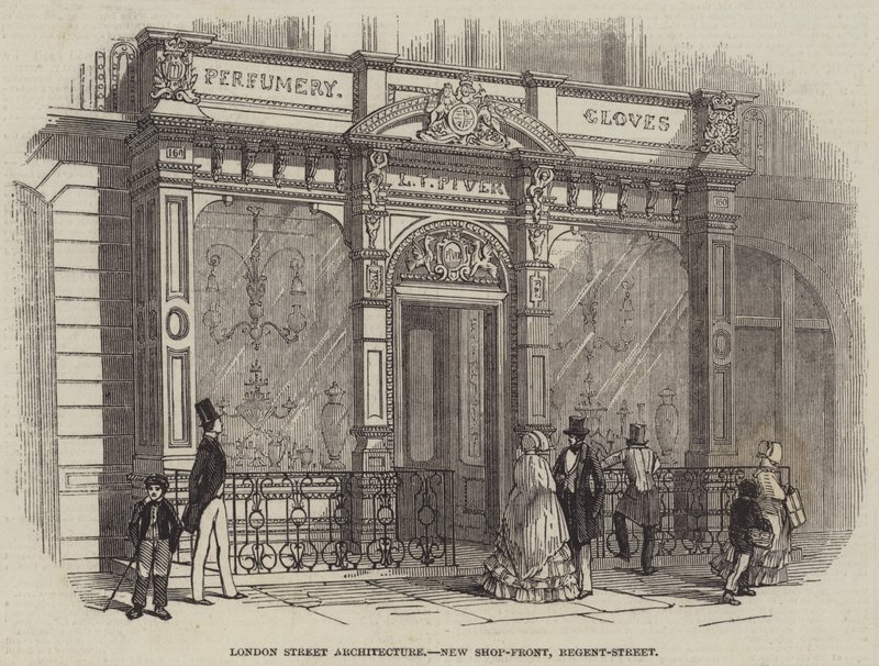 London Street Architecture, New Shop-Front, Regent-Street (grawerowanie) autorstwa English School