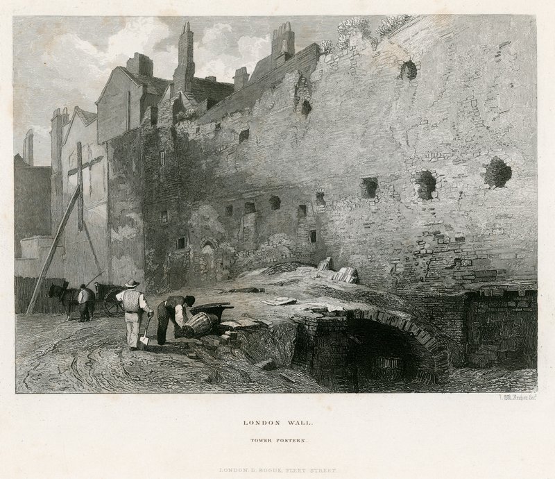 Londyński mur, wieża Postern autorstwa English School