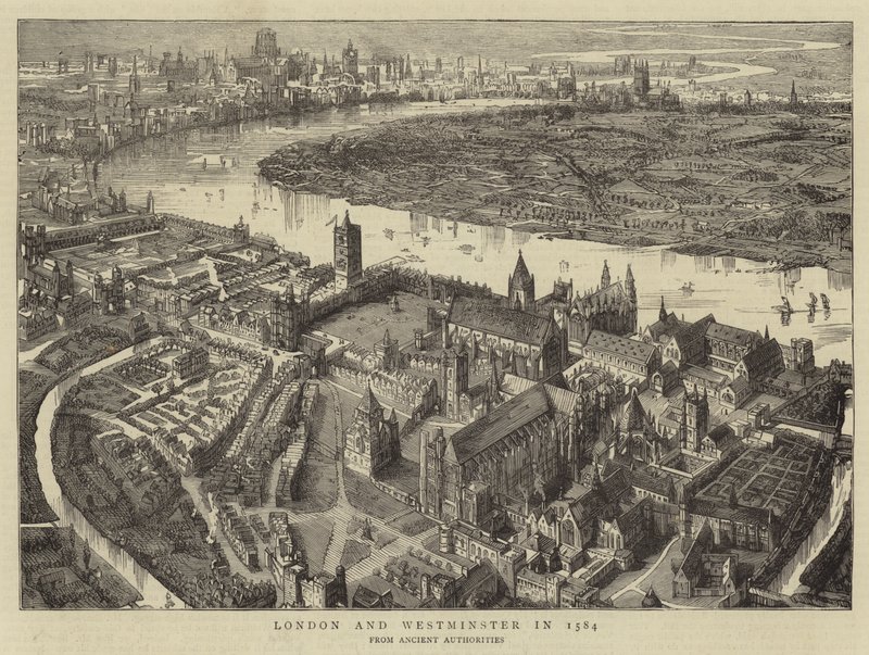 Londyn i Westminster w 1584 r autorstwa English School