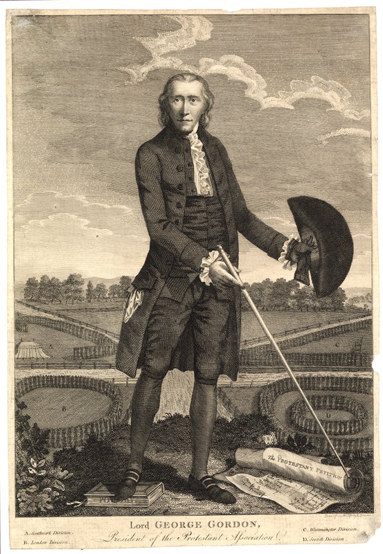 Lord George Gordon, prezes Stowarzyszenia Protestanckiego autorstwa English School