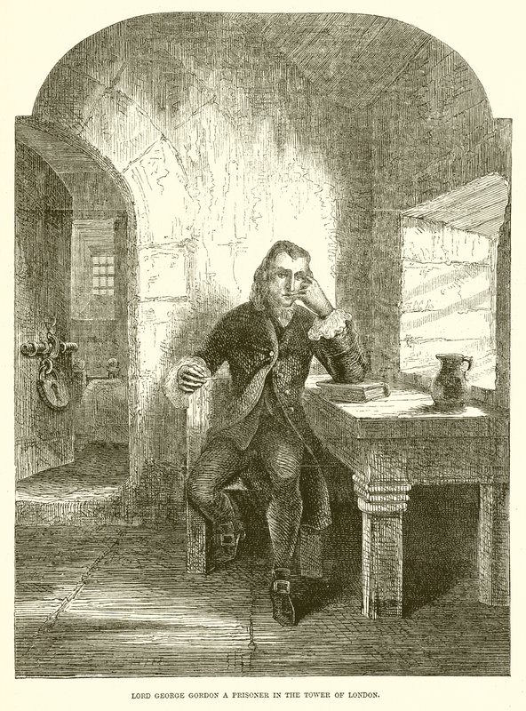 Lord George Gordon więzień w Tower of London autorstwa English School