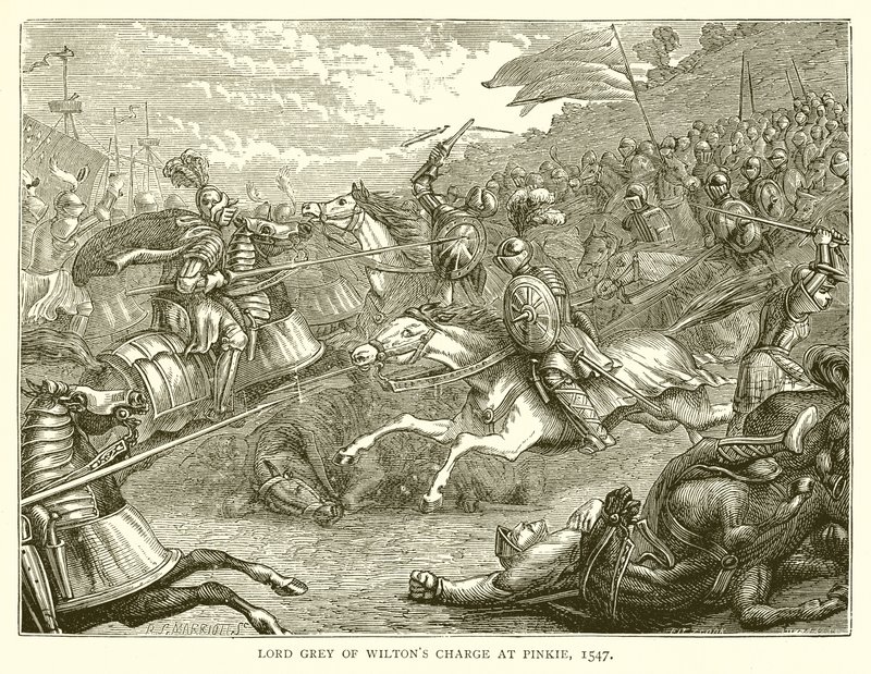 Lord Gray z Wiltons Charge w Pinkie, 1547 autorstwa English School