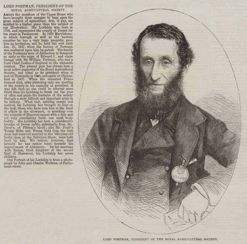 Lord Portman, prezes Królewskiego Towarzystwa Rolniczego (grafika) autorstwa English School