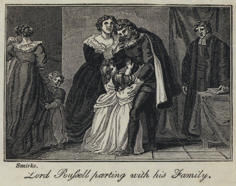 Lord Russell rozstający się ze swoją rodziną (grafika) autorstwa English School