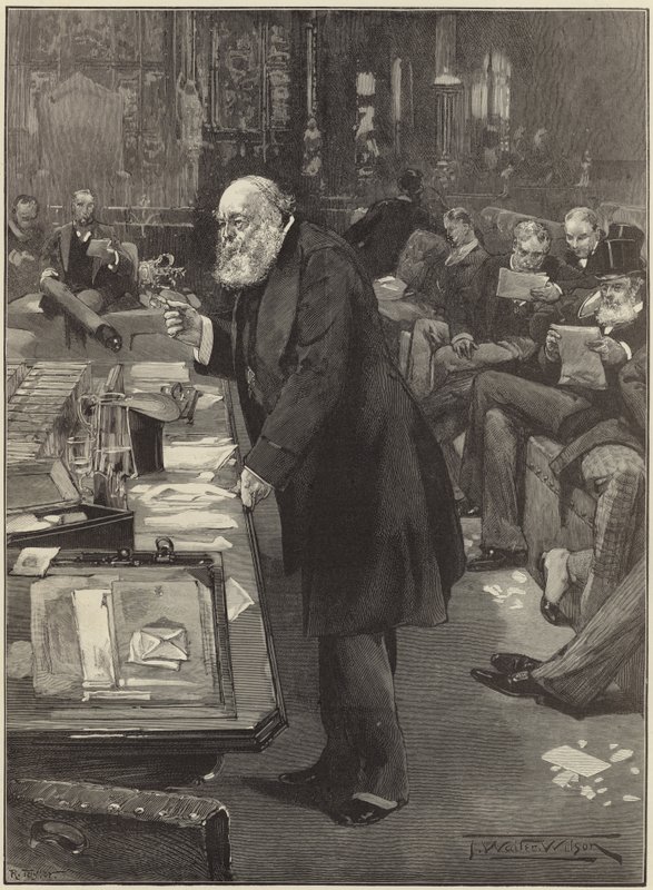 Lord Salisbury w sprawie ustawy o radach parafialnych w Izbie Lordów autorstwa English School