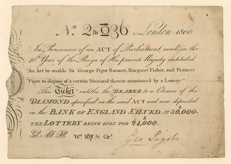 Loteria na wygranie diamentu, 1800 autorstwa English School