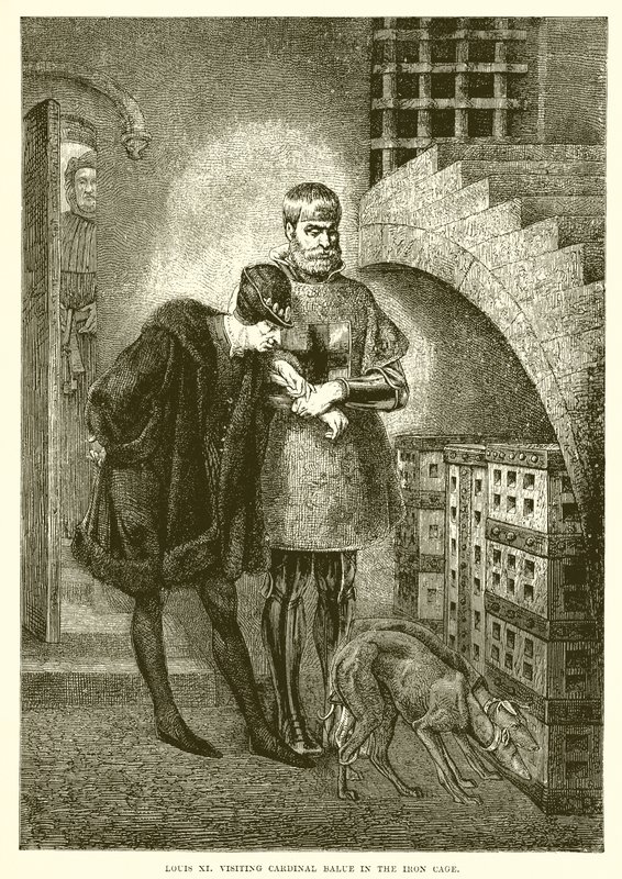 Ludwik XI odwiedzający kardynała Balue w epoce żelaza autorstwa English School