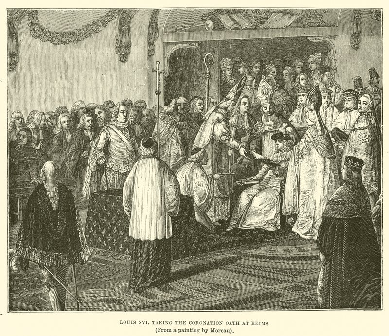 Ludwik XVI składa przysięgę koronacyjną w Reims autorstwa English School