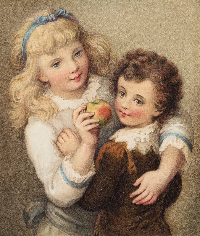 Jabłko Lucy (kolorowa litografia) autorstwa English School