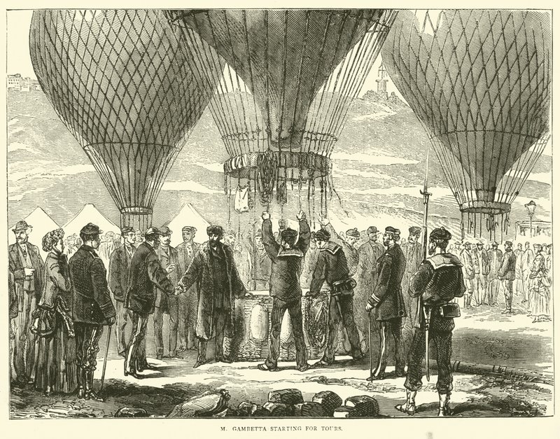 M Gambetta rozpoczynający wycieczki, listopad 1870 autorstwa English School