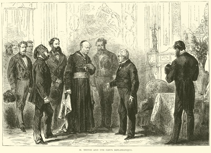 M Thiers i Korpus Dyplomatyczny, marzec 1871 autorstwa English School