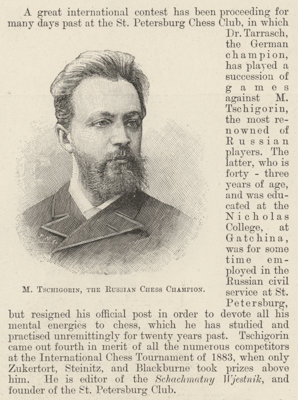 M Tschigorin, mistrz Rosji w szachach (grafika) autorstwa English School