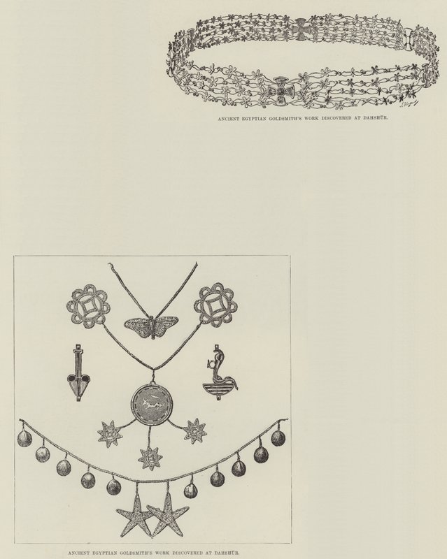 Odkrycia M de Morgana w Dahshur (grawerowanie) autorstwa English School