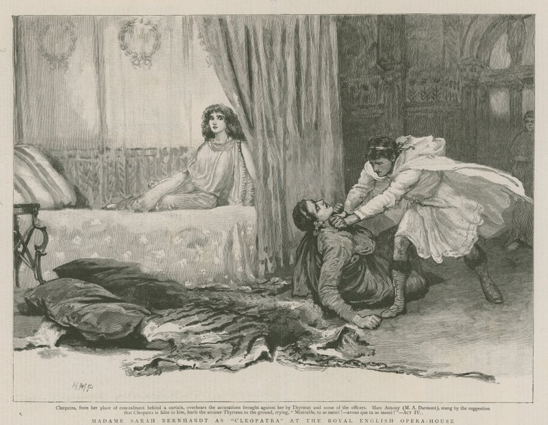Madame Sarah Bernhardt jako Kleopatra w Royal English Opera House autorstwa English School