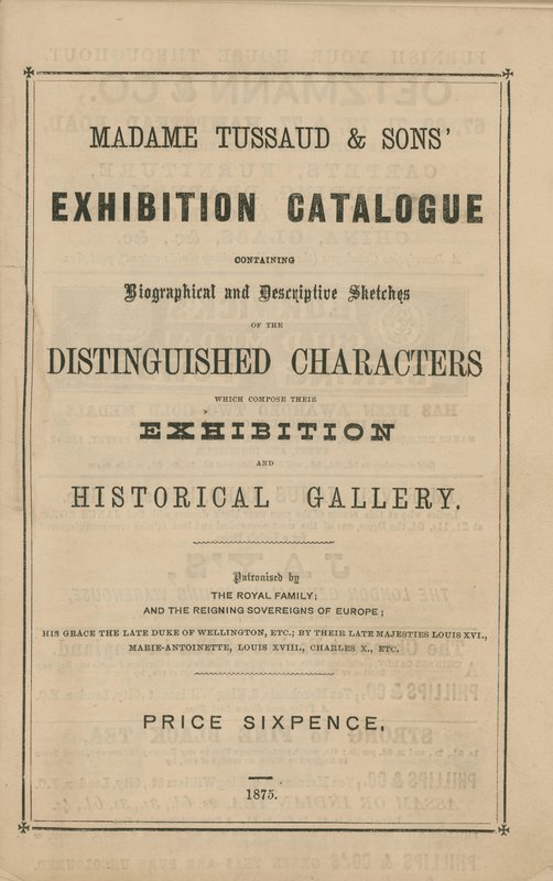 Katalog wystawy Madame Tussaud & Sons na rok 1875 autorstwa English School