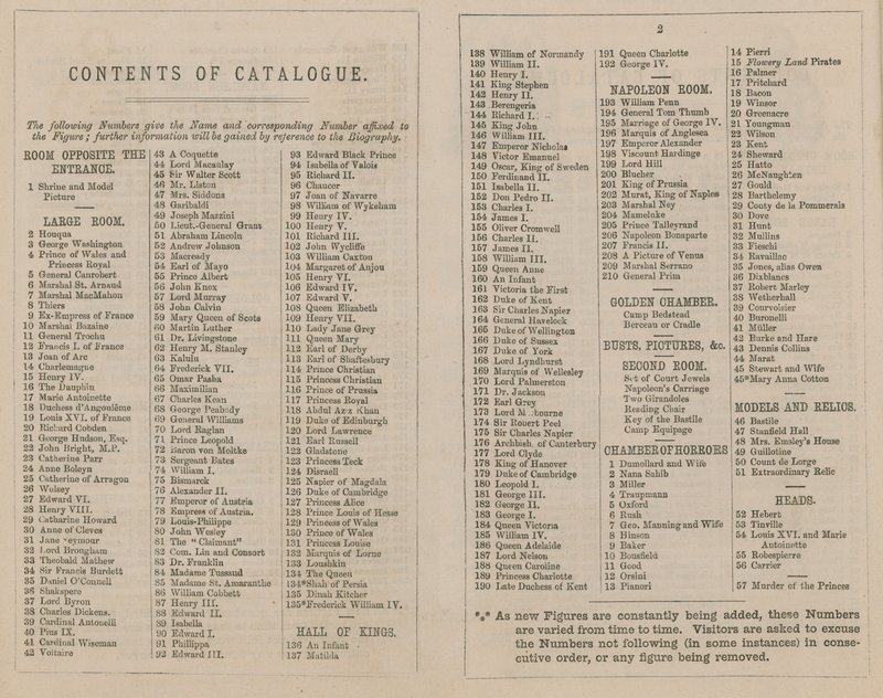 Katalog wystawy Madame Tussaud & Sons na rok 1875 autorstwa English School