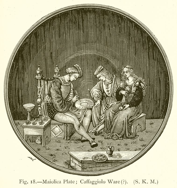 Talerz z majoliki; Caffaggiolo Wyroby autorstwa English School