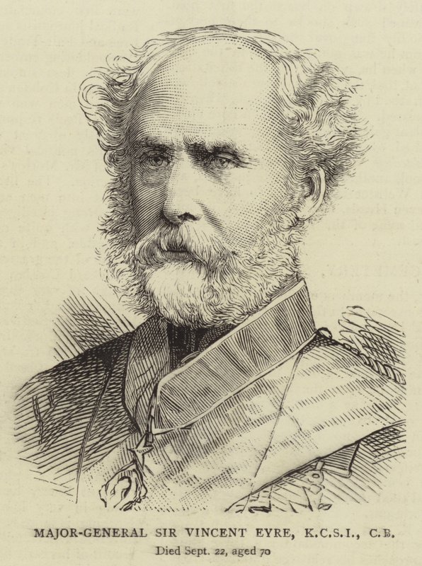 Generał dywizji Sir Vincent Eyre, KCSI, CB (grawerowanie) autorstwa English School