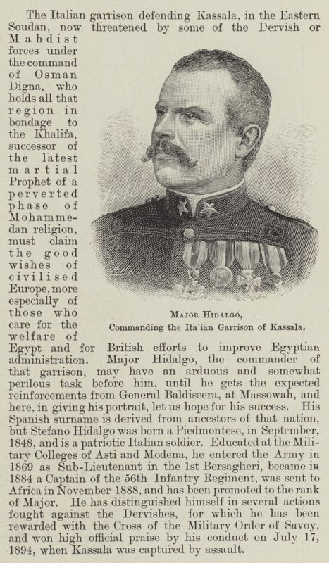 Major Hidalgo, dowodzący włoskim garnizonem Kassala (grafika) autorstwa English School