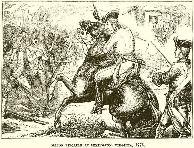 Major Pitcairn w Lexington w stanie Wirginia, 1775 r autorstwa English School