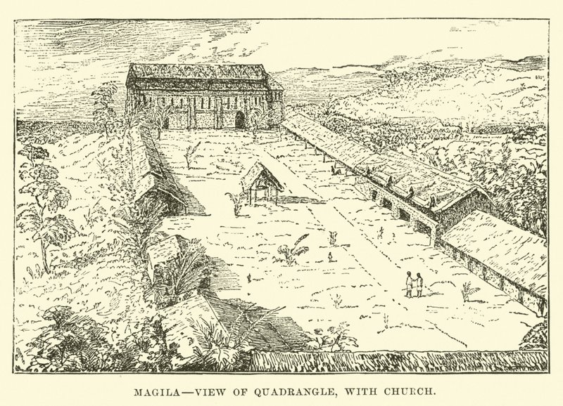 Mangila, widok na Quadrangle, z kościołem autorstwa English School