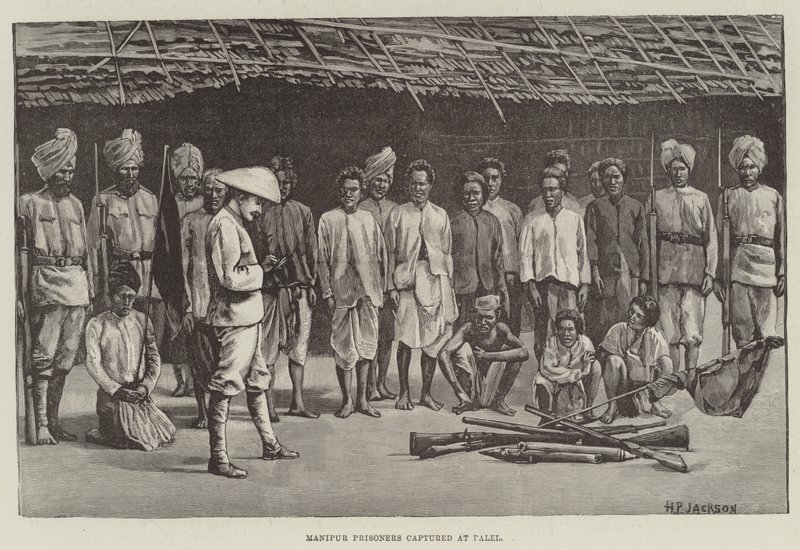 Więźniowie Manipur schwytani w Palelu (rycina) autorstwa English School
