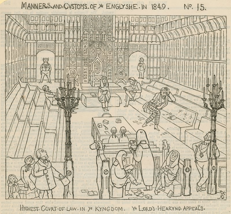 Maniery i zwyczaje Anglików w 1849 r.: Najwyższy sąd w Królestwie, Lordowie rozpatrujący apelacje autorstwa English School