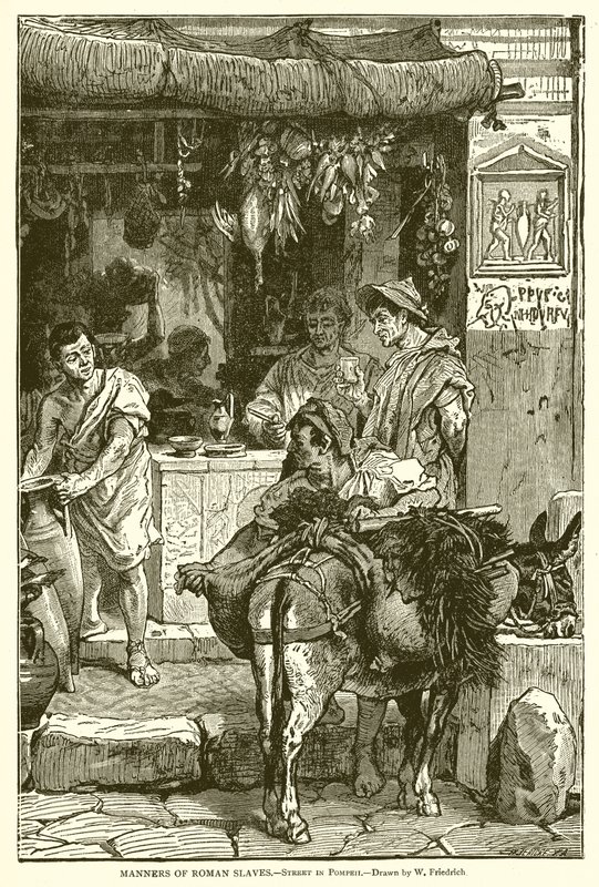 Maniery rzymskich niewolników.--Ulica w Pompejach autorstwa English School