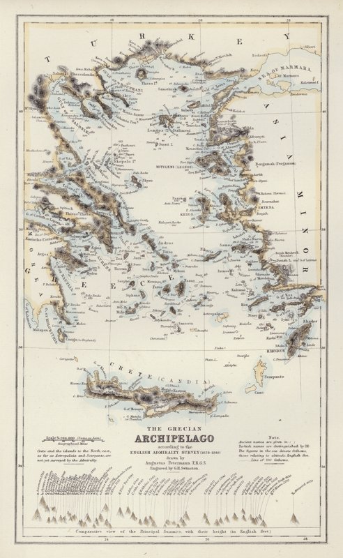Mapa: Archipelag Grecki według angielskiej Admiralicji autorstwa English School