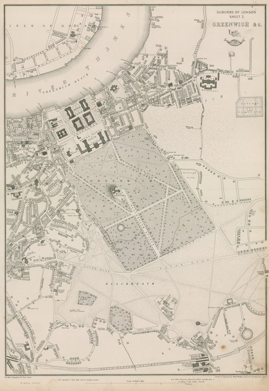 Mapa Greenwich i okolic, Londyn autorstwa English School