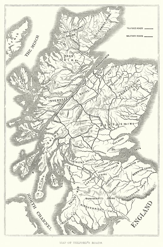 Mapa dróg Telford (grawerowanie) autorstwa English School